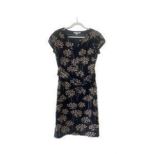 Boden Floral Dress Black size 8 Belted Split Textured